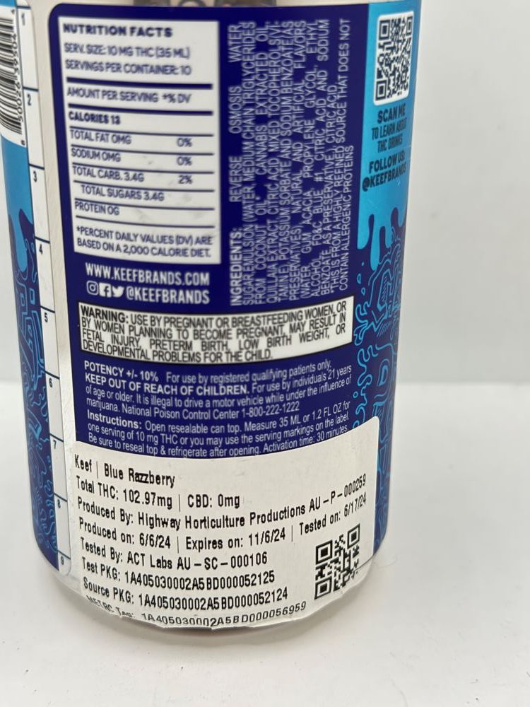 Keef Extreme Blue Razz 100mg Soda Keef Extreme Blue Razz 100mg Soda